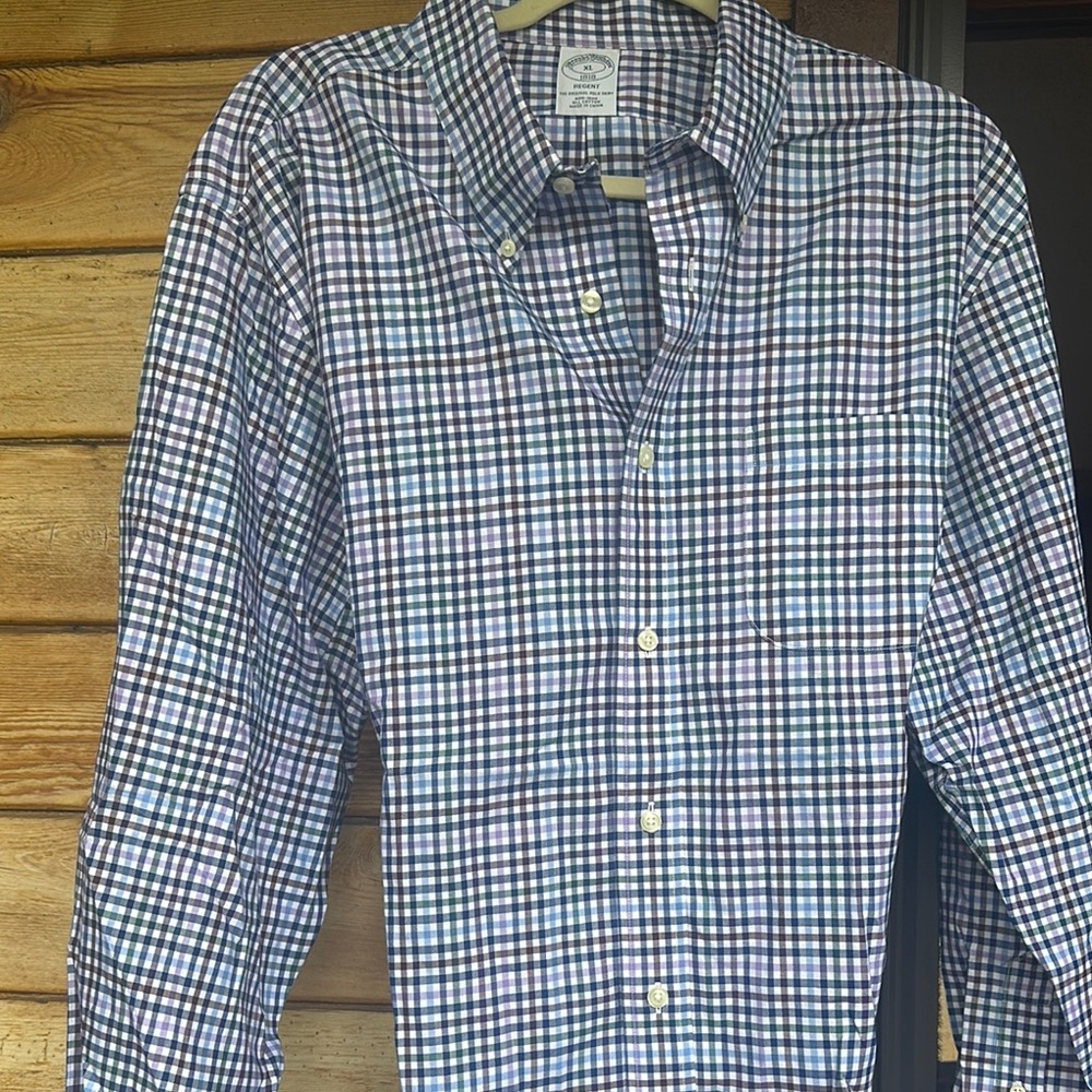 Brooks Brothers Casual Blue and Purple Button Down Shirt